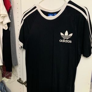 Adidas 3 striped black tee